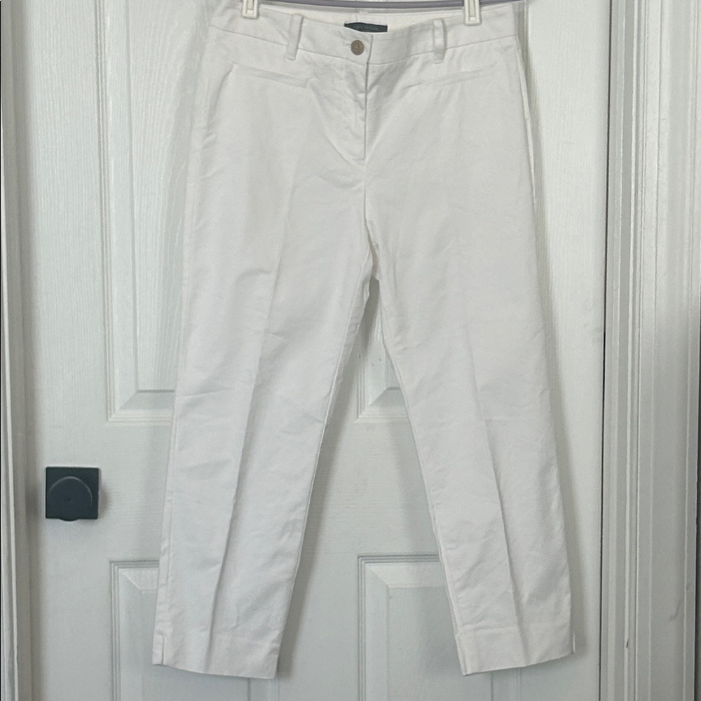 Ann Taylor Petite Cotton Crop Pant / White - Picture 2 of 9